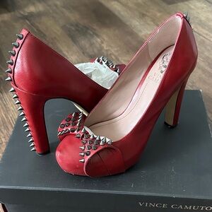 Vince Camuto Red Spiked Heels